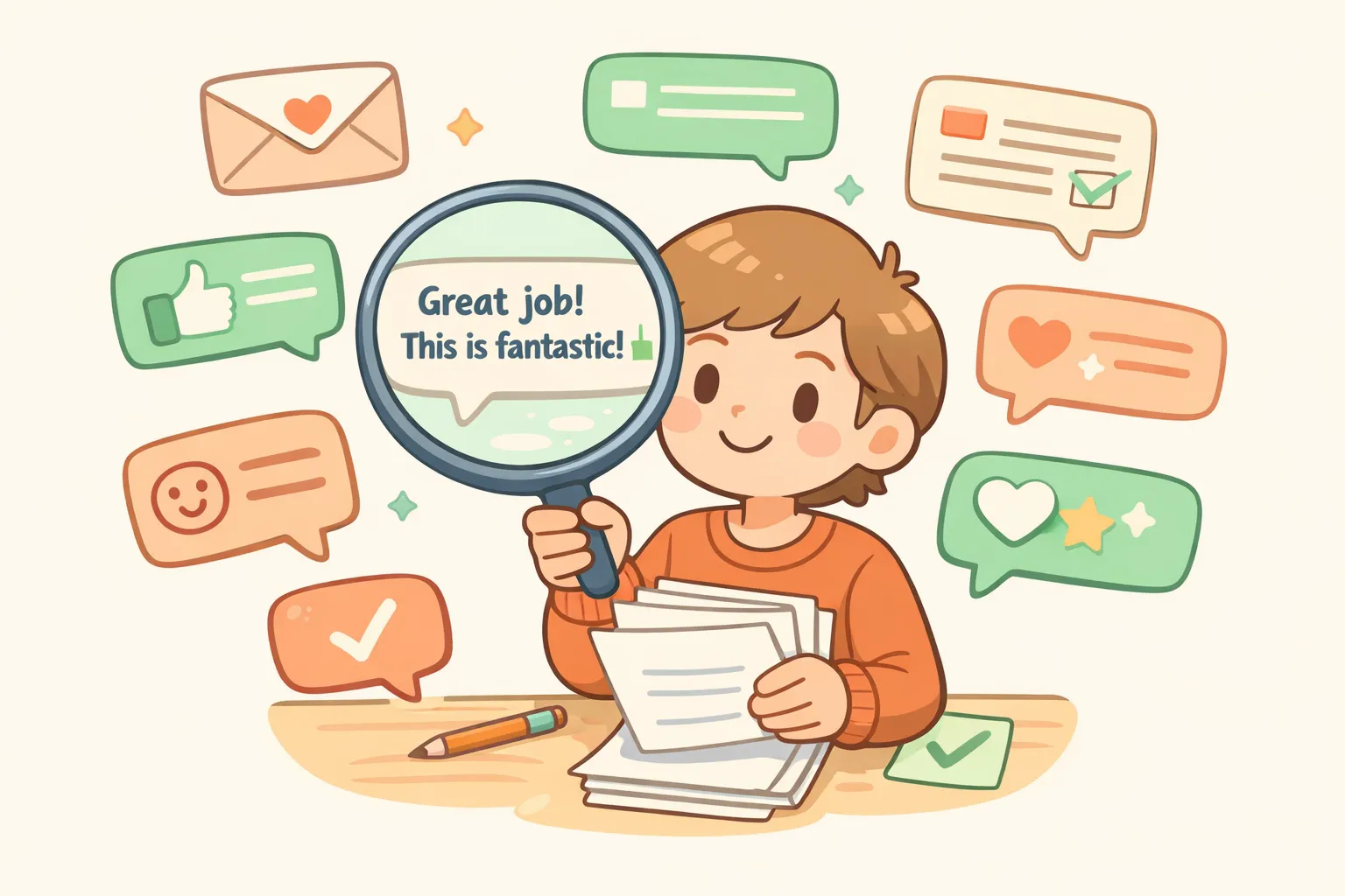 Person selecting writing samples from emails and messages to train AI on their voice