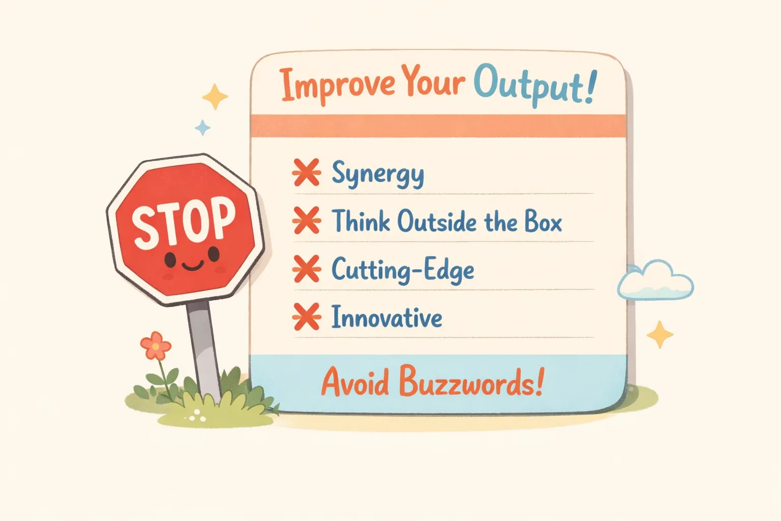 A prompt card showing example negative constraints that improve AI output quality