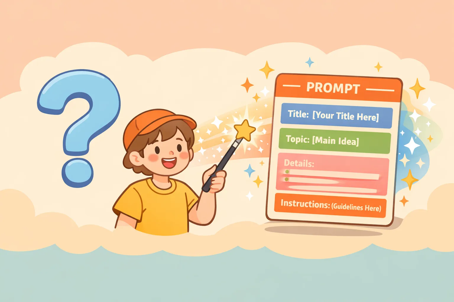 Illustration of transforming a simple question into a detailed, structured prompt