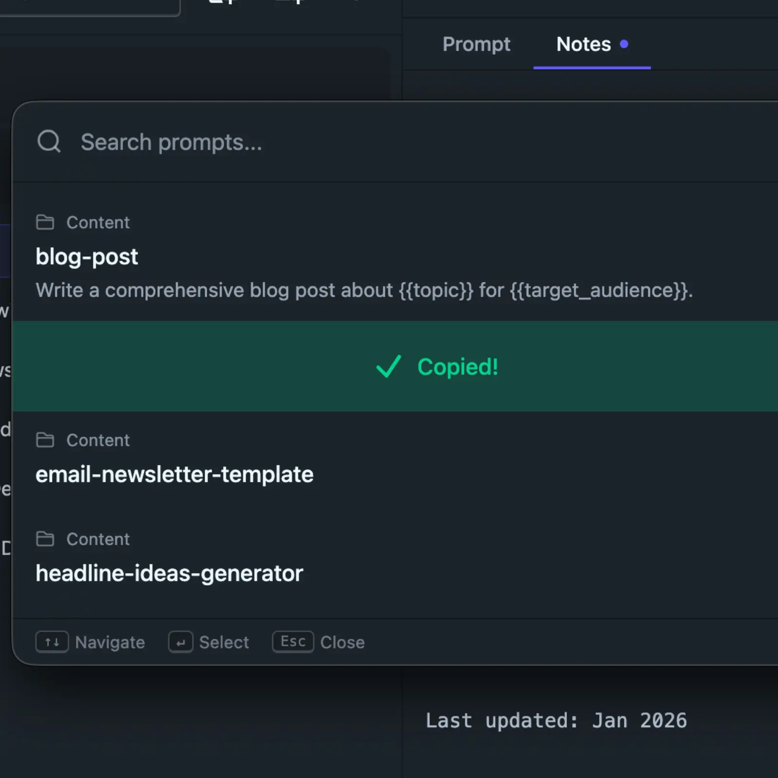 From prompt to clipboard in a second